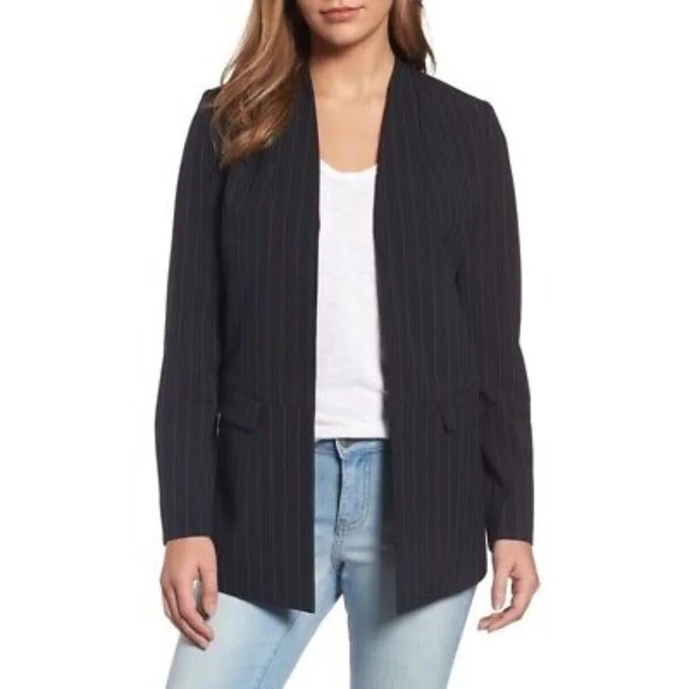 Halogen Clean Open Front Pinstripe Blazer Size M